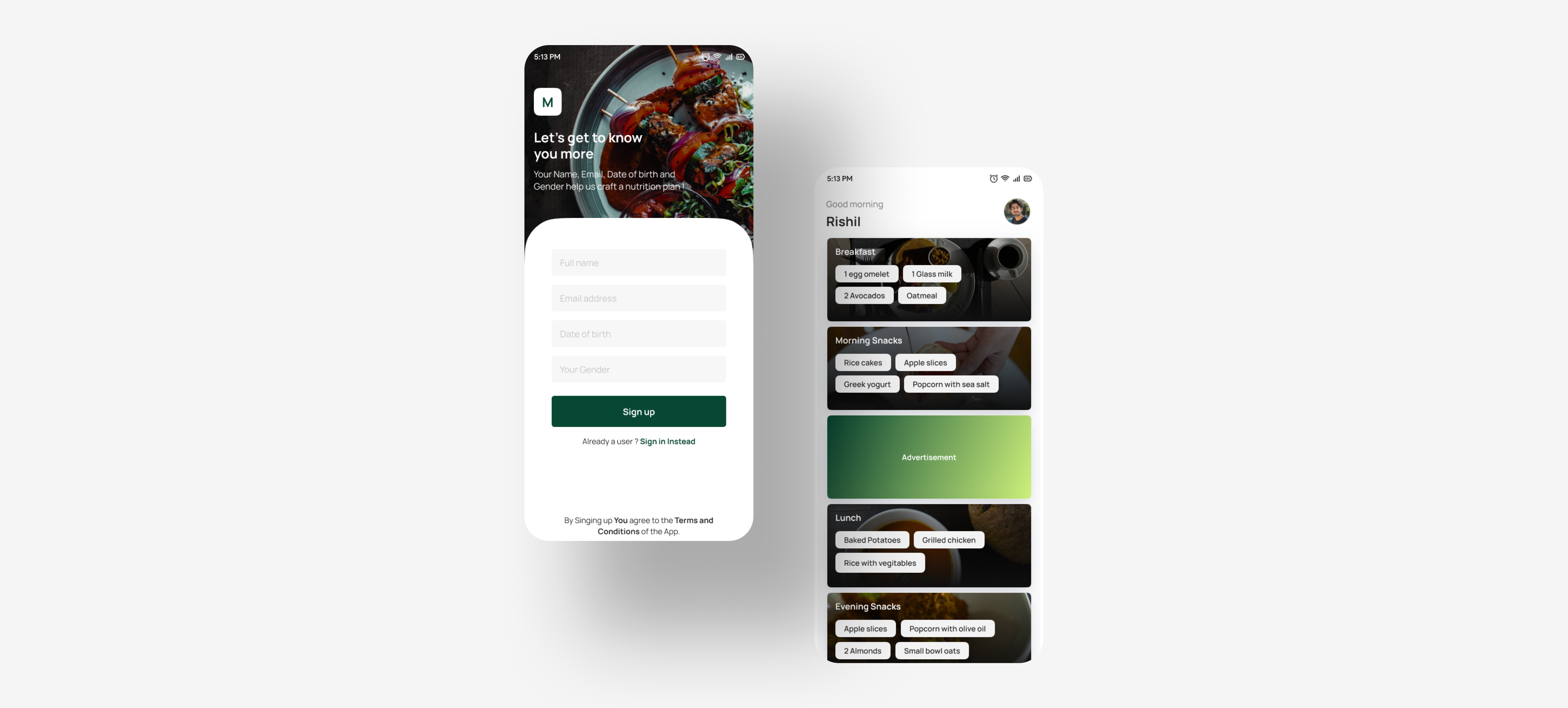 The Meal mentor project screenshot